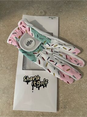Men’s Left Golf Glove in Pink/White/Green Sprinkle